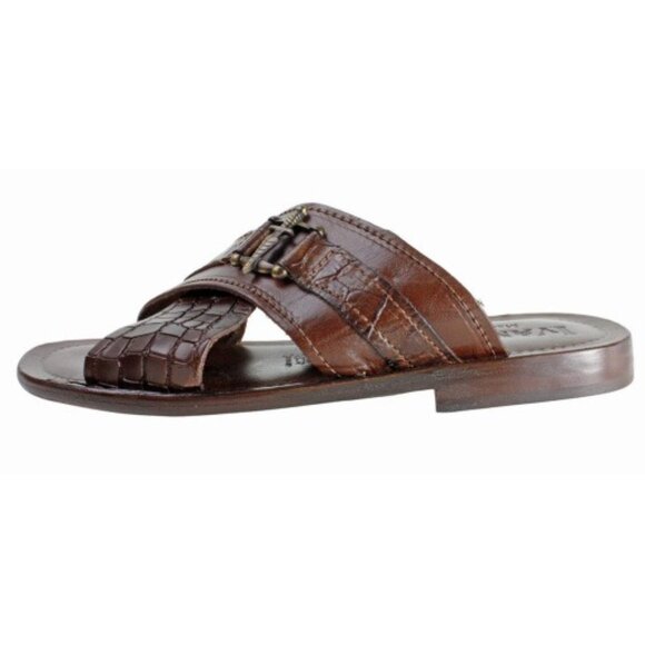 Elhadji Brown Italian Mens Leather Sandals Shoes main image 4